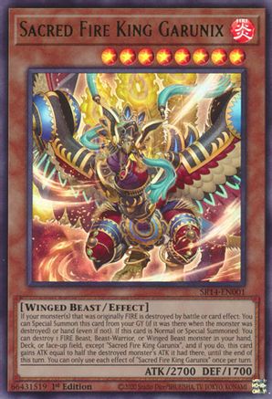 Sacred Fire King Garunix (SR14-EN001) - Structure Deck: Fire Kings Unlimited Structure Deck: Fire Kings Yugioh Single  Squirtle Squad Card Shop.