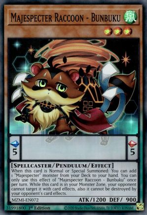 Majespecter Raccoon - Bunbuku (MZMI-EN072) - Maze of Millennia 1st Edition Maze of Millennia Yugioh Single  Squirtle Squad Card Shop.