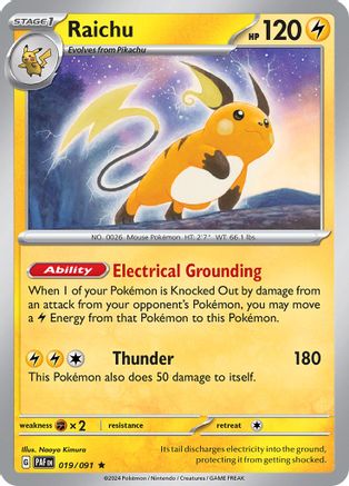 Raichu 019/091  - Holofoil SV Paldean Fates - Rare SV: Paldean Fates Pokemon Single  Squirtle Squad Card Shop.