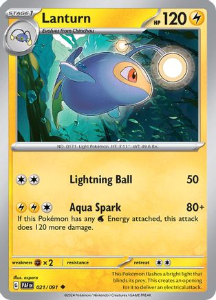 Lanturn 021  SV Paldean Fates - Uncommon SV: Paldean Fates Pokemon Single  Squirtle Squad Card Shop.