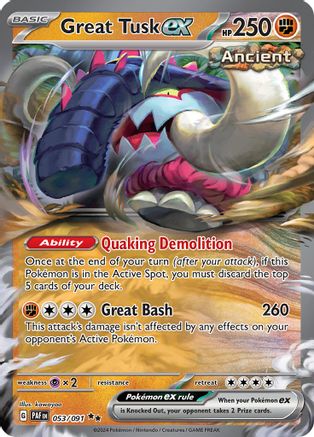 Great Tusk ex 053/091 – Paldean Fates – Holofoil Double Rare