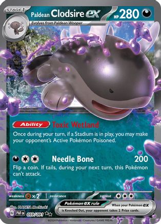 Pokémon TCG – Paldean Clodsire ex 059/091 – Paldean Fates – Double Rare