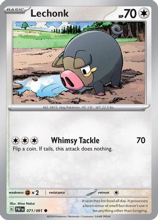 Lechonk 071/091  SV Paldean Fates - Common SV: Paldean Fates Pokemon Single  Squirtle Squad Card Shop.