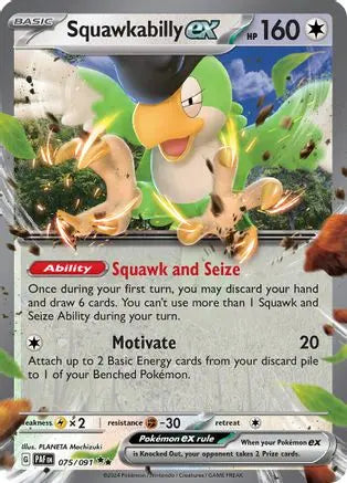 Squawkabilly ex 075/091  - Holofoil SV Paldean Fates - Double Rare SV: Paldean Fates Pokemon Single  Squirtle Squad Card Shop.
