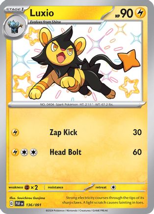 Luxio 136  - Holofoil SV Paldean Fates - Shiny Rare SV: Paldean Fates Pokemon Single  Squirtle Squad Card Shop.