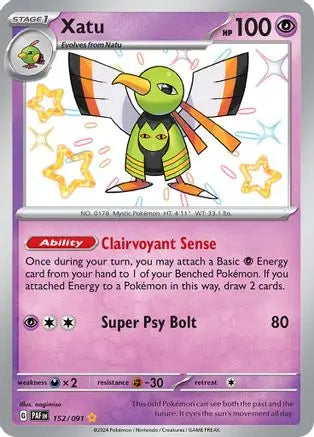 Xatu 152/091  - Holofoil SV Paldean Fates - Shiny Rare SV: Paldean Fates Pokemon Single  Squirtle Squad Card Shop.
