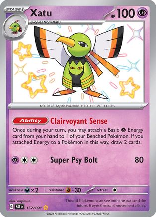 Xatu 152/091  - Holofoil SV Paldean Fates - Shiny Rare SV: Paldean Fates Pokemon Single  Squirtle Squad Card Shop.