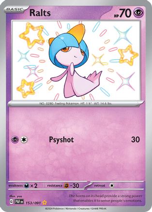 Ralts 153/091  - Holofoil SV Paldean Fates - Shiny Rare SV: Paldean Fates Pokemon Single  Squirtle Squad Card Shop.
