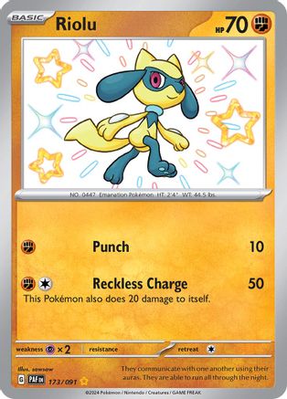 Riolu 173  - Holofoil SV Paldean Fates - Shiny Rare SV: Paldean Fates Pokemon Single  Squirtle Squad Card Shop.