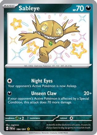 Sableye 184  - Holofoil SV Paldean Fates - Shiny Rare SV: Paldean Fates Pokemon Single  Squirtle Squad Card Shop.