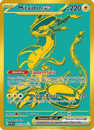 Miraidon ex 243/091 - Gold Hyper Rare Paldean Fates - Pokémon TCG Card