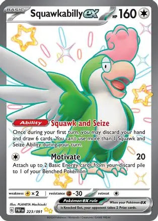 Squawkabilly ex 223/091  - Holofoil SV Paldean Fates - Shiny Ultra Rare SV: Paldean Fates Pokemon Single  Squirtle Squad Card Shop.