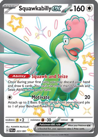 Squawkabilly ex 223/091  - Holofoil SV Paldean Fates - Shiny Ultra Rare SV: Paldean Fates Pokemon Single  Squirtle Squad Card Shop.