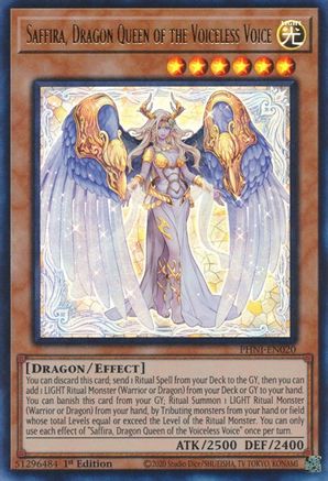Saffira, Dragon Queen of the Voiceless Voice (PHNI-EN020) - Phantom Nightmare 1st Edition Phantom Nightmare Yugioh Single  Squirtle Squad Card Shop.