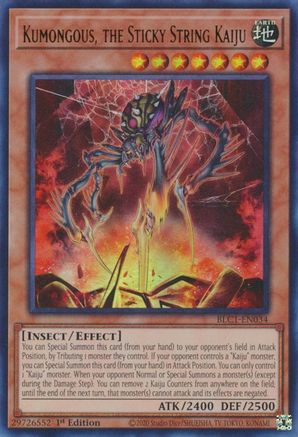 Kumongous, the Sticky String Kaiju (BLC1-EN034) - Battles of Legend: Chapter 1 1st Edition Battles of Legend: Chapter 1 Yugioh Single  Squirtle Squad Card Shop.