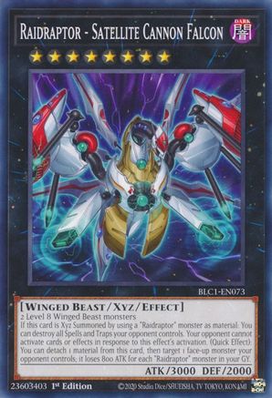 Raidraptor - Satellite Cannon Falcon (BLC1-EN073) - Battles of Legend: Chapter 1 1st Edition Battles of Legend: Chapter 1 Yugioh Single  Squirtle Squad Card Shop.