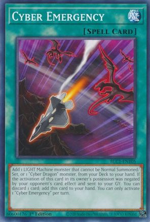 Cyber Emergency (BLC1-EN105) - Battles of Legend: Chapter 1 1st Edition Battles of Legend: Chapter 1 Yugioh Single  Squirtle Squad Card Shop.