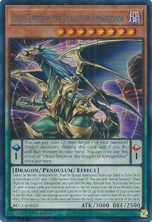 Chaos Emperor, the Dragon of Armageddon (Silver) (BLC1-EN026) - Battles of Legend: Chapter 1 1st Edition Battles of Legend: Chapter 1 Yugioh Single  Squirtle Squad Card Shop.