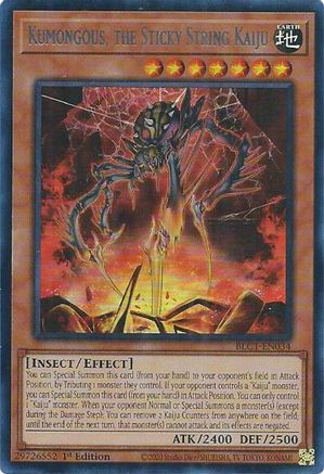 Kumongous, the Sticky String Kaiju (Silver) (BLC1-EN034) - Battles of Legend: Chapter 1 1st Edition Battles of Legend: Chapter 1 Yugioh Single  Squirtle Squad Card Shop.