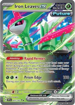 Iron Leaves ex 025/162  - Holofoil SV05 Temporal Forces - Double Rare SV05: Temporal Forces Pokemon Single  Squirtle Squad Card Shop.