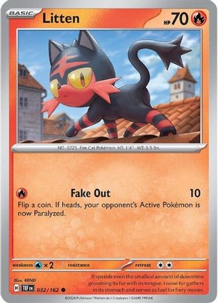 Litten 032/162  SV05 Temporal Forces - Common SV05: Temporal Forces Pokemon Single  Squirtle Squad Card Shop.