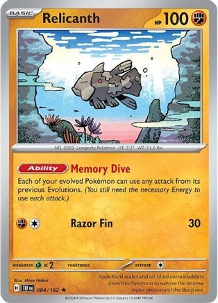 Relicanth 084/162  - Holofoil SV05 Temporal Forces - Rare SV05: Temporal Forces Pokemon Single  Squirtle Squad Card Shop.
