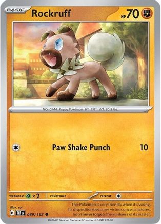 Rockruff 089  SV05 Temporal Forces - Common SV05: Temporal Forces Pokemon Single  Squirtle Squad Card Shop.