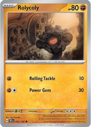 Rolycoly 093  - Reverse Holofoil SV05 Temporal Forces - Common SV05: Temporal Forces Pokemon Single  Squirtle Squad Card Shop.