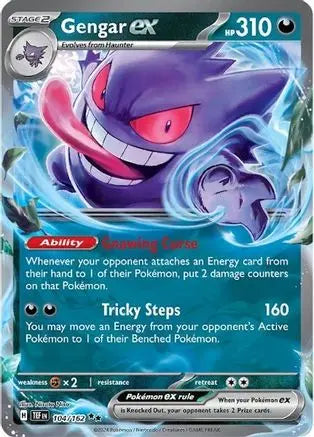 Gengar ex 104/162  - Holofoil SV05 Temporal Forces - Double Rare SV05: Temporal Forces Pokemon Single  Squirtle Squad Card Shop.