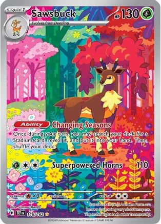 Sawsbuck 166/162  - Holofoil SV05 Temporal Forces - Illustration Rare SV05: Temporal Forces Pokemon Single  Squirtle Squad Card Shop.