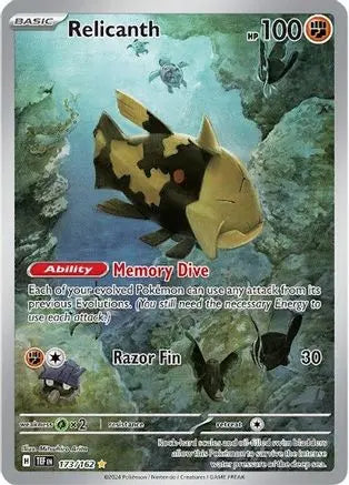 Relicanth 173/162  - Holofoil SV05 Temporal Forces - Illustration Rare SV05: Temporal Forces Pokemon Single  Squirtle Squad Card Shop.