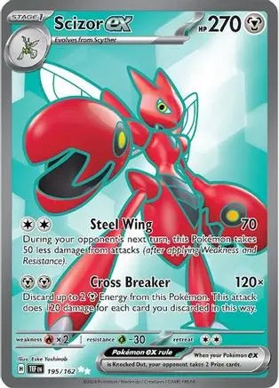 Scizor ex 195/162  - Holofoil SV05 Temporal Forces - Ultra Rare SV05: Temporal Forces Pokemon Single  Squirtle Squad Card Shop.