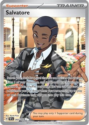Salvatore 202/162  - Holofoil SV05 Temporal Forces - Ultra Rare SV05: Temporal Forces Pokemon Single  Squirtle Squad Card Shop.