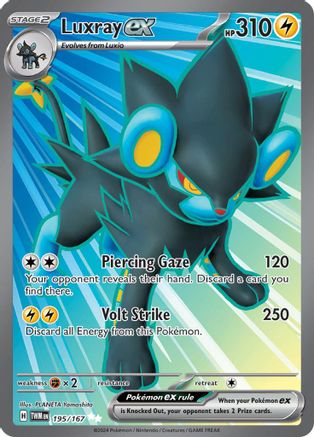 Luxray ex 195/167  - Holofoil SV06 Twilight Masquerade - Ultra Rare SV06: Twilight Masquerade Pokemon Single  Squirtle Squad Card Shop.