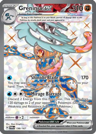 Greninja ex 198/167  - Holofoil SV06 Twilight Masquerade - Ultra Rare SV06: Twilight Masquerade Pokemon Single  Squirtle Squad Card Shop.