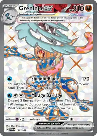 Greninja ex 198/167  - Holofoil SV06 Twilight Masquerade - Ultra Rare SV06: Twilight Masquerade Pokemon Single  Squirtle Squad Card Shop.