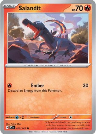 Salandit 023  SV07 Stellar Crown - Common SV07: Stellar Crown Pokemon Single  Squirtle Squad Card Shop.
