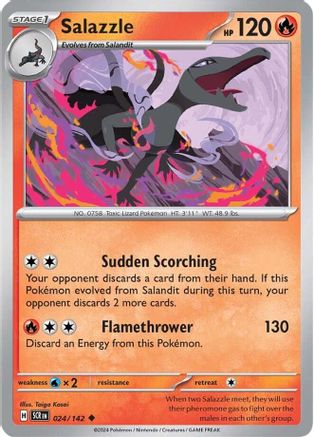 Salazzle 024  - Reverse Holofoil SV07 Stellar Crown - Uncommon SV07: Stellar Crown Pokemon Single  Squirtle Squad Card Shop.