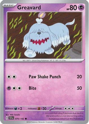 Greavard 070  - Reverse Holofoil SV07 Stellar Crown - Common SV07: Stellar Crown Pokemon Single  Squirtle Squad Card Shop.