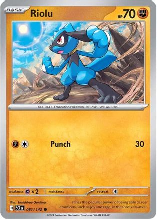Riolu 081  SV07 Stellar Crown - Common SV07: Stellar Crown Pokemon Single  Squirtle Squad Card Shop.