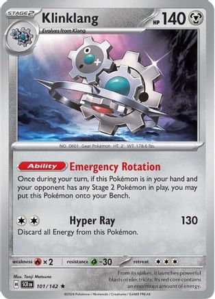 Klinklang 101  - Holofoil SV07 Stellar Crown - Rare SV07: Stellar Crown Pokemon Single  Squirtle Squad Card Shop.