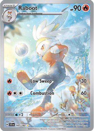 Raboot 147/142  - Holofoil SV07 Stellar Crown - Illustration Rare SV07: Stellar Crown Pokemon Single  Squirtle Squad Card Shop.