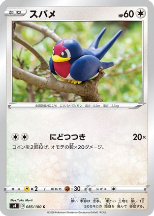Taillow (085/100) - S4 Amazing Volt Tackle S4: Amazing Volt Tackle Pokemon Japanese Single  Squirtle Squad Card Shop.