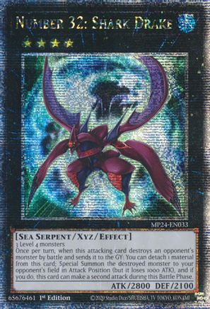 Number 32: Shark Drake (Quarter Century Secret Rare) (MP24-EN033) - 25th Anniversary Tin: Dueling Mirrors 1st Edition 25th Anniversary Tin: Dueling Mirrors Yugioh Single  Squirtle Squad Card Shop.