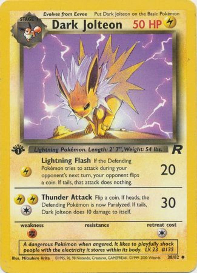 Pokemon - Team Rocket - Dark Jolteon 38/82 - 1st Edition - Condition (NM)