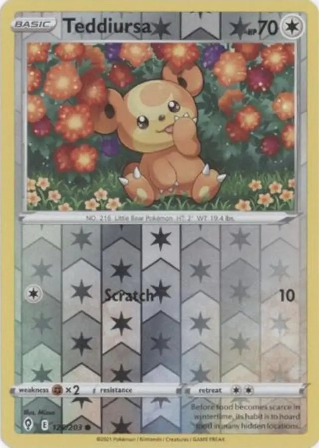 Pokemon - Evolving Skies - Teddiursa 126/203 Reverse Holo - Condition (MINT)