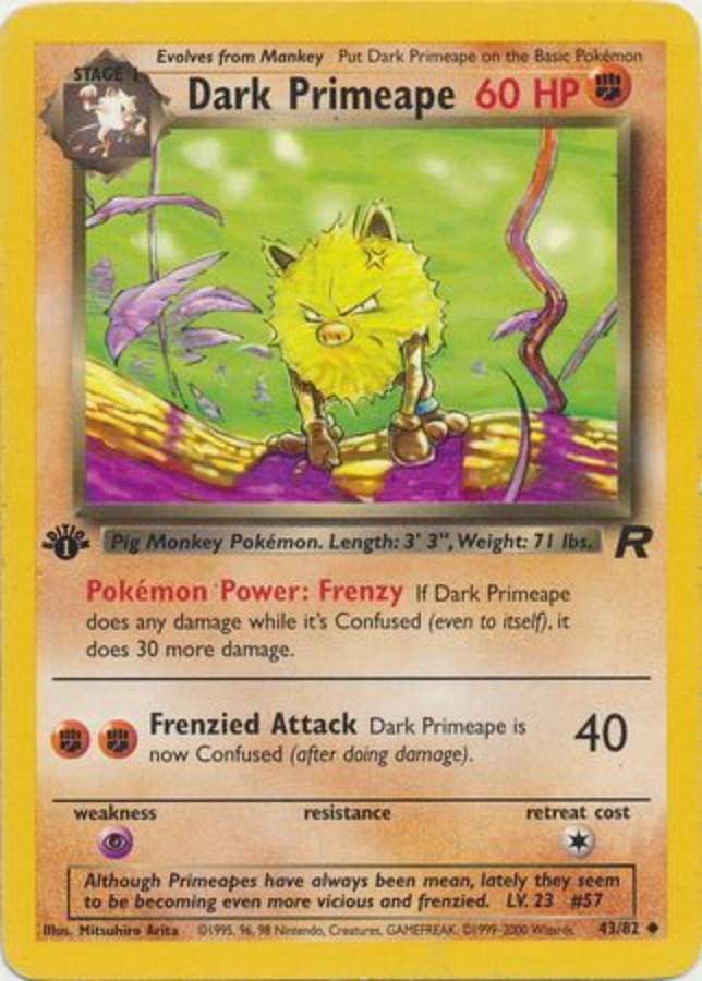 Pokemon - Team Rocket - Dark Primeape 43/82 - 1st Edition - Condition (NM)