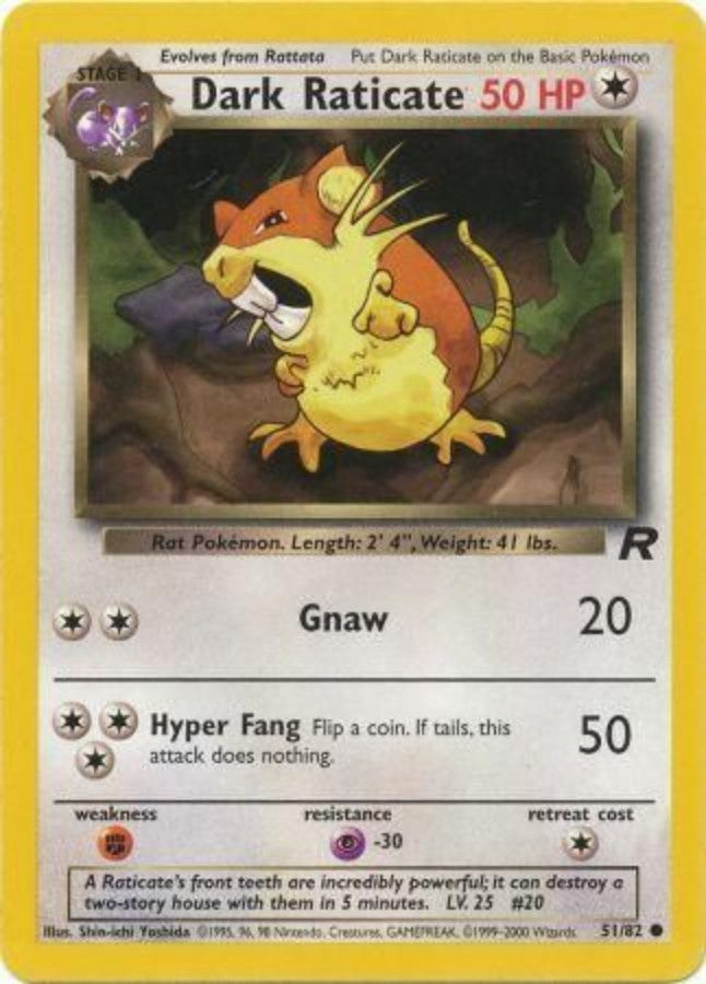 Pokemon - Team Rocket - Dark Raticate 51/82 - Condition (EX-NM)