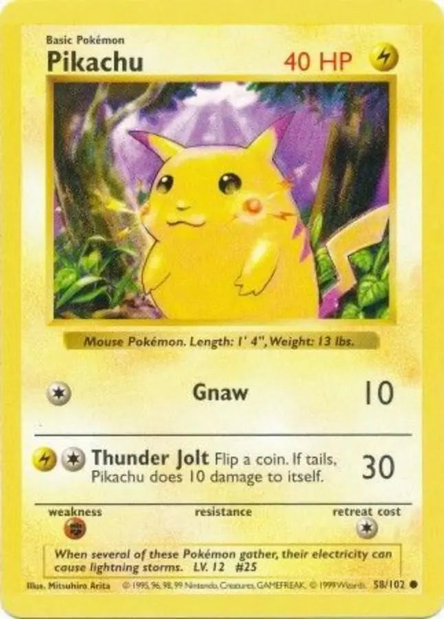 Pokemon - Base Set Shadowless - Red Cheeks Pikachu 58/102 - Condition (HP)