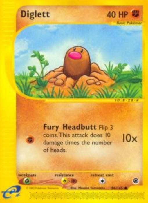 Pokemon - Expedition  - Diglett 106/165- Condition (Played) 